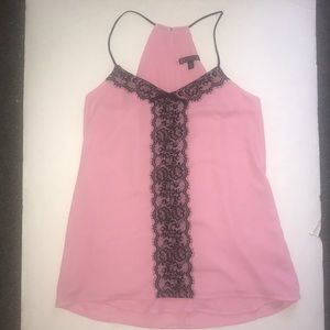 Express Barcelona Tank. Size XS. Pink w/black lace